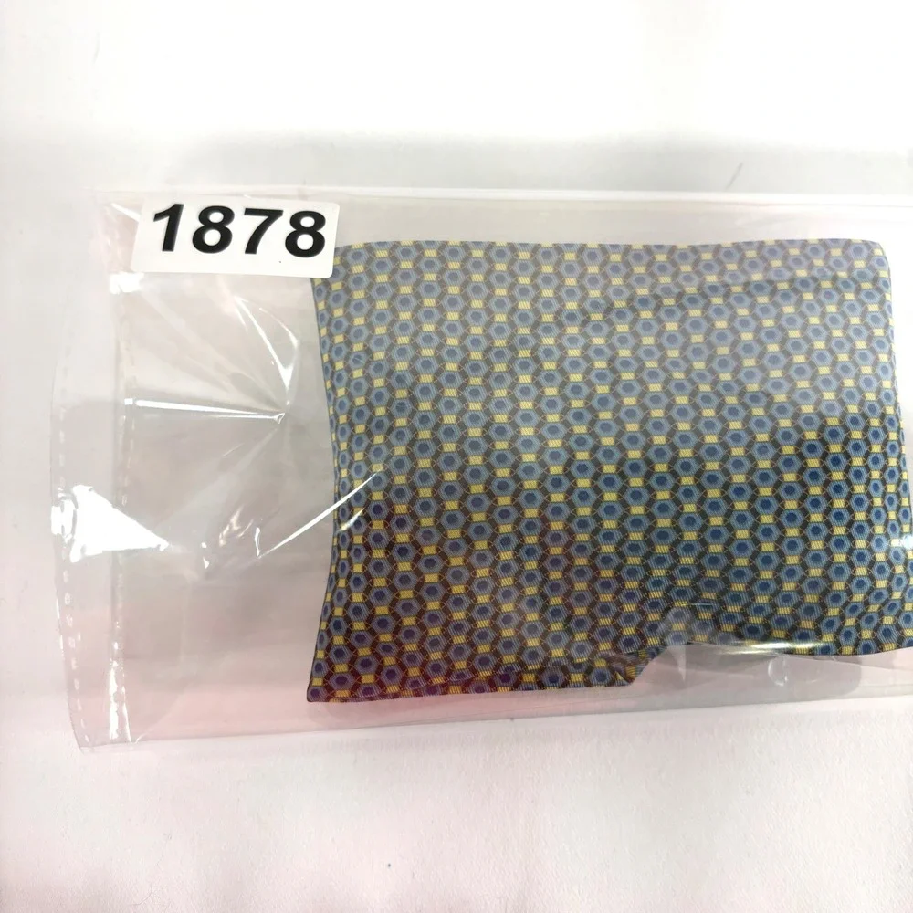 Richel Necktie‎ Blue Yellow Geometric Honeycomb Silk Hand Made Spain